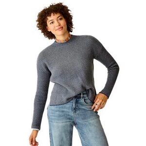 CARVE DESIGNS W OLIVIA PLUSH SWEATER NAVY HERRINGBONE